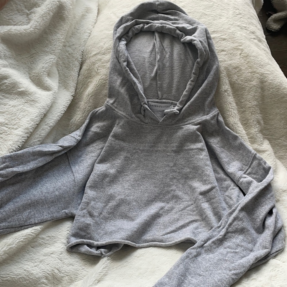 Grey cropped hoodie size medium